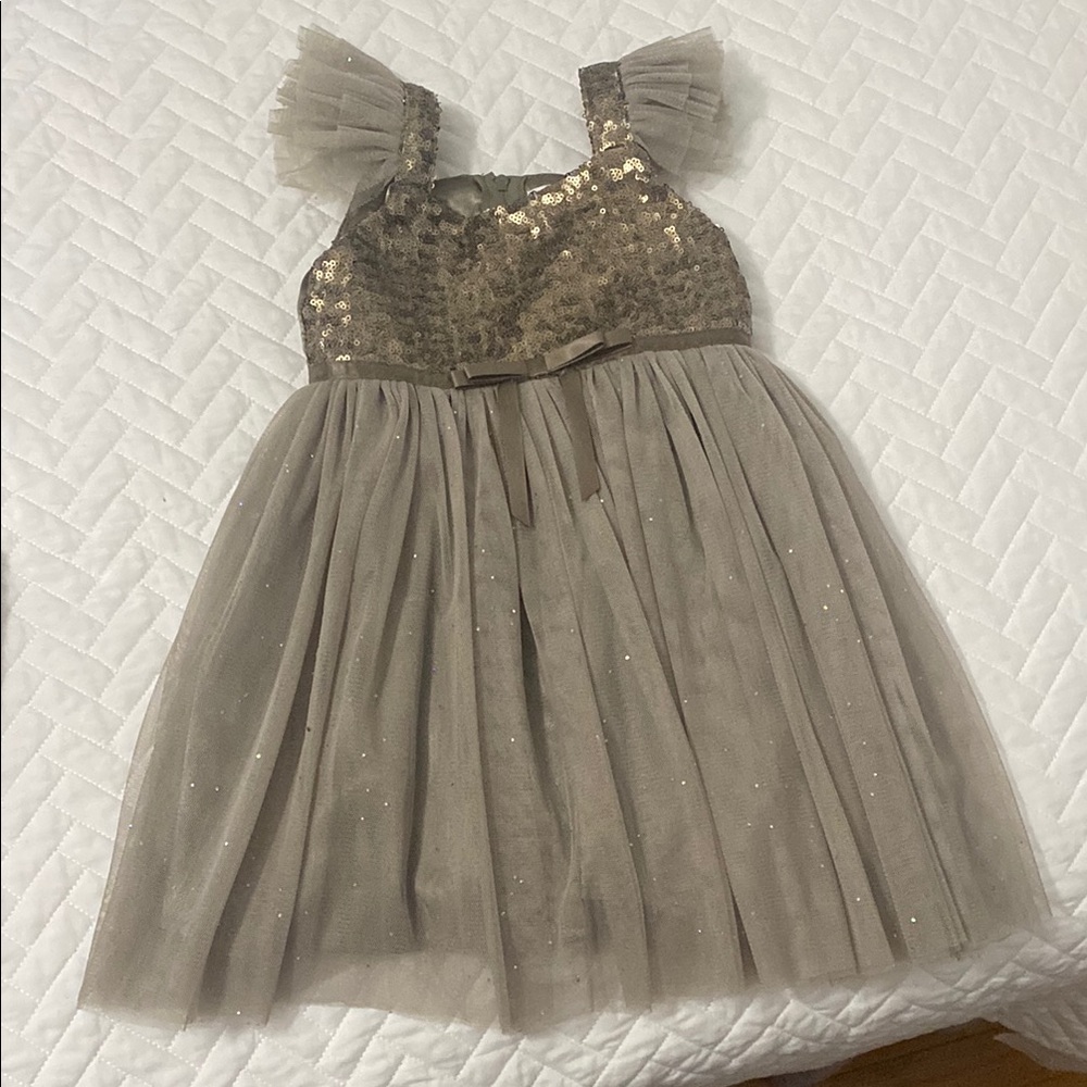 Popatu Gold and Gray Sequin Sundress for Weddings